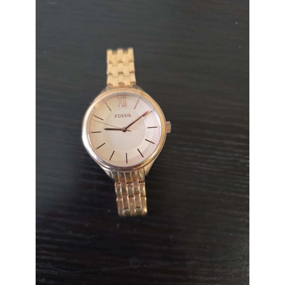 Fossil Women's Rose Gold Tone Bracelet Watch - Minimalist Dial - Needs Battery